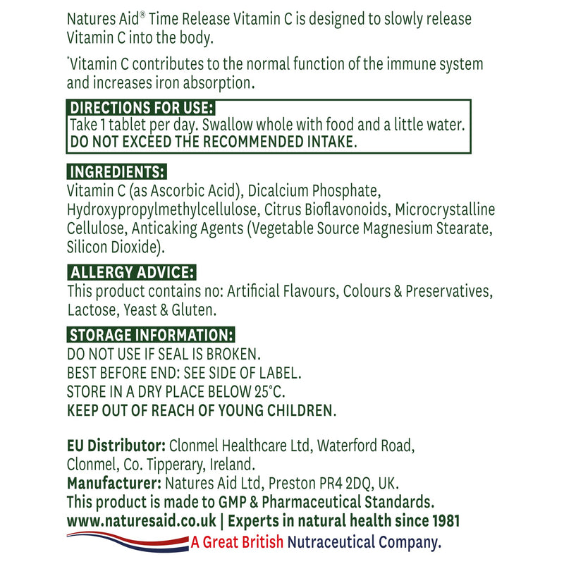 Natures Aid Vitamin C, Time Release 30 Tablets, 1000 mg (with Citrus Bioflavonoids, Slow Release, for the Normal Function of the Immune System, Vegan Society Approved, Made in the UK) - NewNest Australia