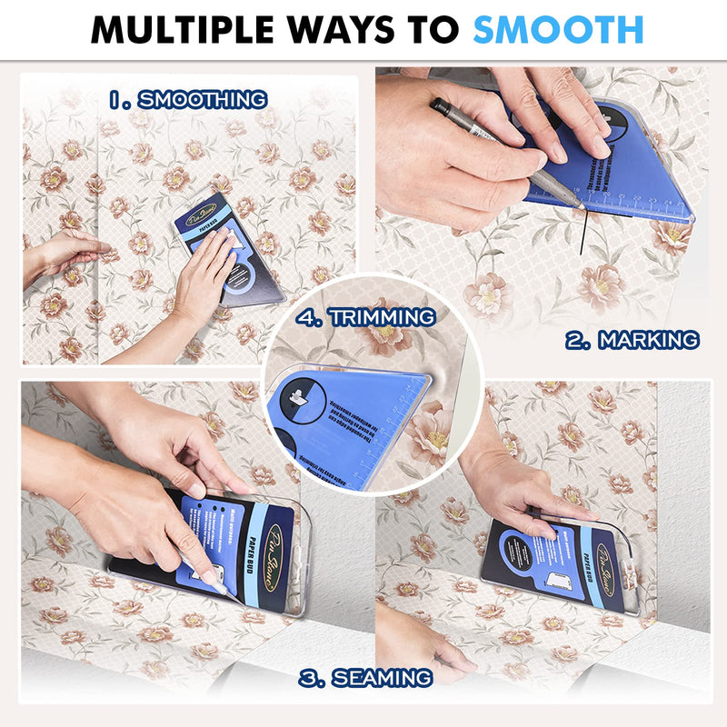 PinStone 10pcs Wallpaper Tools with Flat and Corners Seam Roller, 3-in-1 Smoothing Squeegee, Wallpaper Paste Glue Brush, Wallpaper Hanging Kit for Window Film Vinyl Adhesive Contact Paper Application 10pcs/pack - NewNest Australia