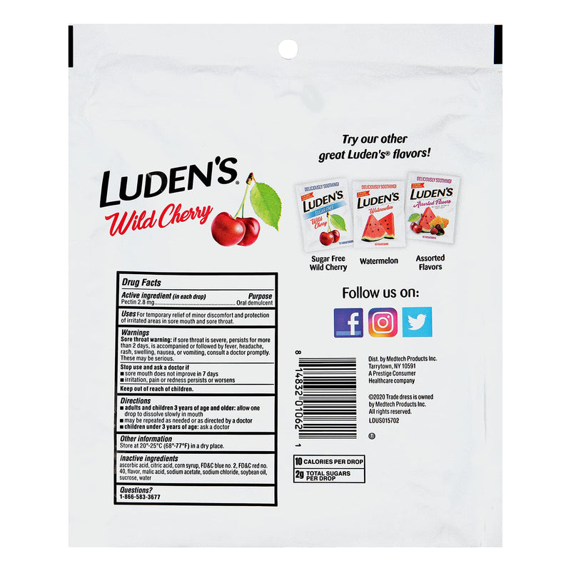 Ludens Deliciously Soothing Throat Drops, Wild Cherry Flavor, 90 Count - NewNest Australia