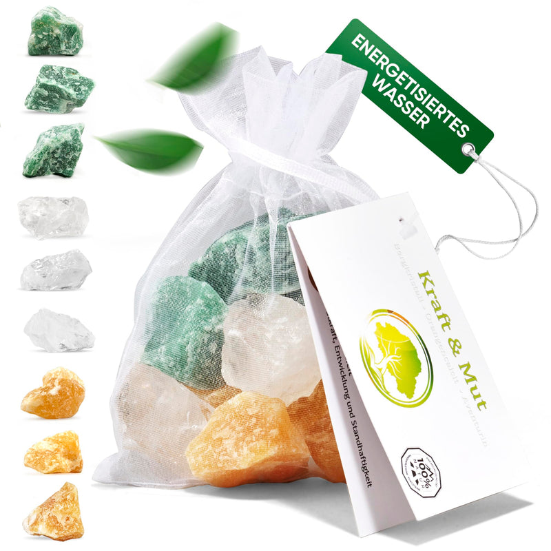 PURAJA Waterstone Blend Strength & Courage | Premium healing stone set made from real gemstones: rock crystal, orange calcite, aventurine | 100% natural crystals 250 g (pack of 1) - NewNest Australia
