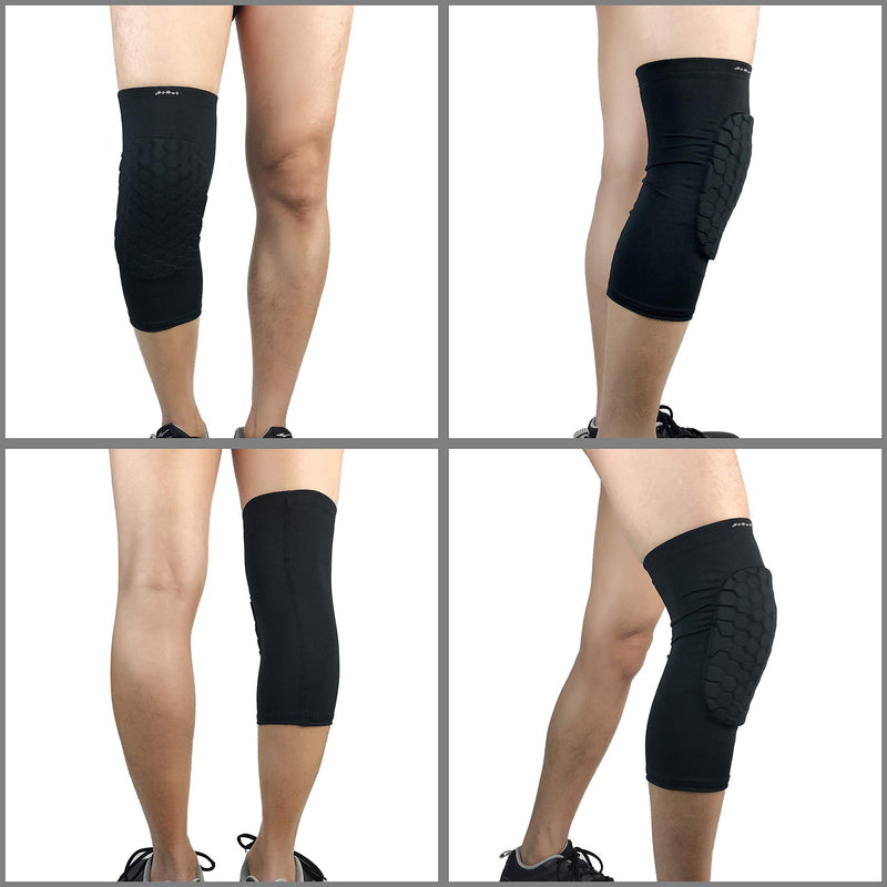 HiRui Knee Pads for Kids Youth Adult, Basketball Baseball Knee Brace Knee Support, Collision Avoidance Kneepad Compression Knee Sleeve for Volleyball Football Cycling Running-1Pair (Black, XL) Black X-Large - NewNest Australia