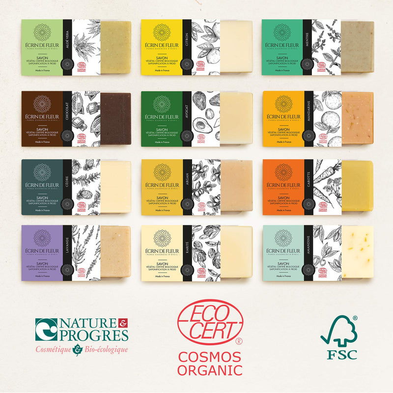 Écrin de Fleur - Organic Almond Soap, Made with Sweet Almond Oil and Calendula Flower, formulated for Sensitive and Delicate Skin, Unscented, for Face, Body and Hands Wash, 100g 1-Pack - NewNest Australia