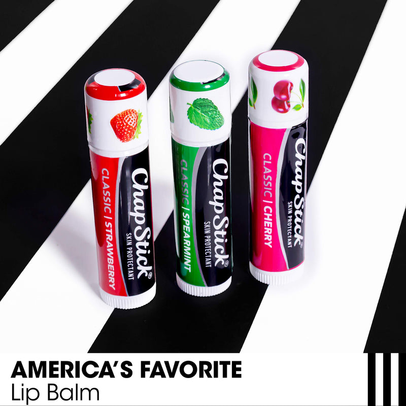 ChapStick Classic Lip Balm Tubes Variety Pack, Non-Tinted, Cherry/Strawberry/Spearmint, 0.15 Oz, 3 Count - NewNest Australia