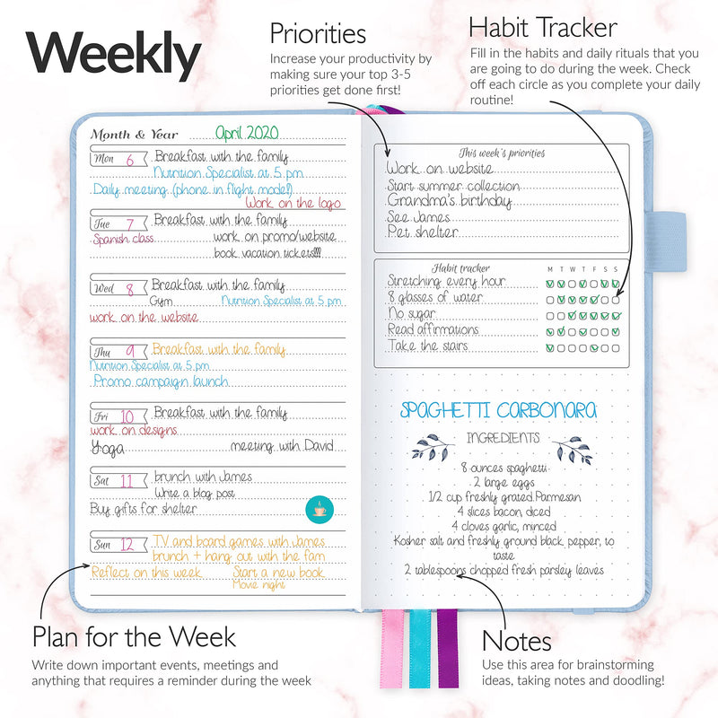 GoGirl Planner and Organizer for Women – Pocket Size Weekly Planner, Goals Journal & Agenda to Improve Time Management, Productivity & Live Happier. Undated – Start Anytime, Lasts 1 Year - Light Blue Pocket (3.5'' x 6.2'') - NewNest Australia