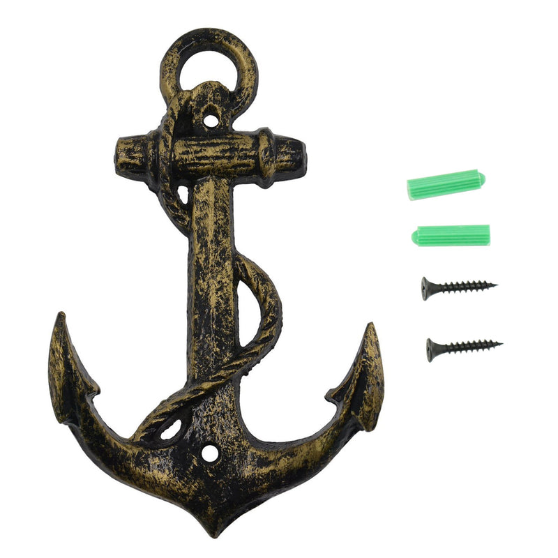 NewNest Australia - HERNGEE Nautical Anchor Hooks Antique Bronze Cast Iron Decorative Wall Hook, Treasures of The Caribbean Islands (1) 1 