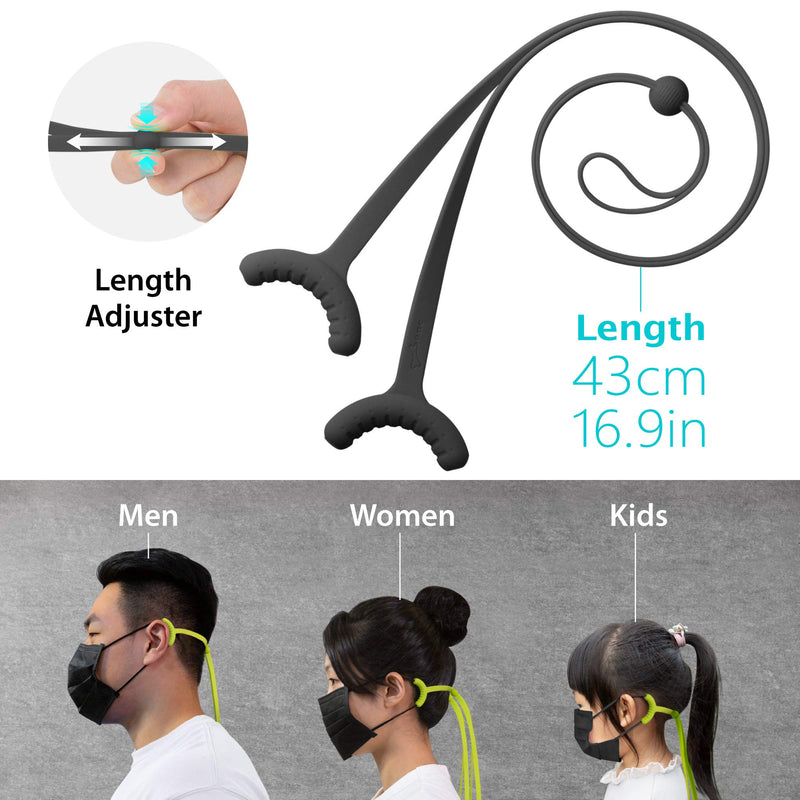 Bone Lanyard Mask Tie (3 Packs) Adjustable Reusable Mask Holder with Lanyard, Silicone Mask Extender for Masks, Breathable Mask Ear Savers Pressure Relief for Adults Kids (Black) 3 Count (Pack of 1) 1. Mask Lanyard (Long) - Black - NewNest Australia