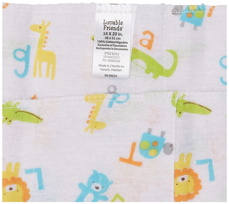 Luvable Friends Unisex Baby Cotton Flannel Burp Cloths, Abc, One Size - NewNest Australia
