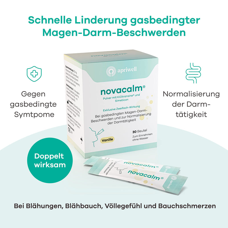Novacalm - Relieves Flatulence, Flatulence, Abdominal Pain And Fullness - Normalizes Intestinal Activity - With Simeticon And Kiotransine - Ideal For On The Go - 30 Bags - NewNest Australia