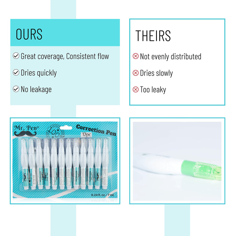 Mr. Pen- Correction Pen, Correction Fluid, Pack of 12, Correction liquid White, White Correction Fluid, White Fluid, White Out, Wipe Out Liquid, Wide Out Fluid, White Correction Tape Pen Fluid - NewNest Australia
