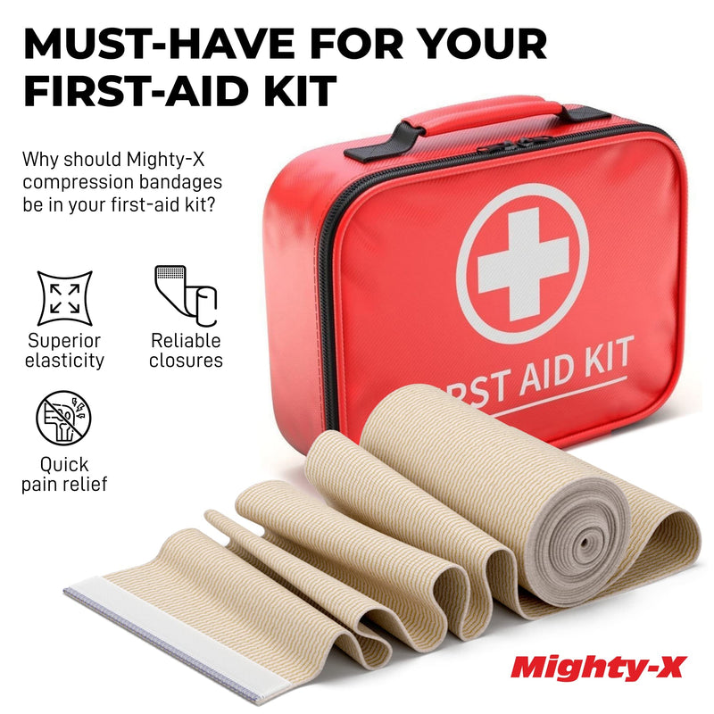 Premium Compression Bandage - Pack of 4 - (2 x 10cm & 2 x 15cm) - Self-Closing Elastic Bandage Wrap - Latex Free - Washable & Reusable Adhesive 4pk - NewNest Australia