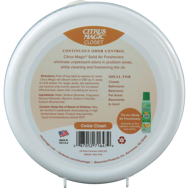 Citrus Magic For Closets Odor Absorbing Solid Air Freshener, Cedar Closet, 8-Ounce Pack of 1 - NewNest Australia