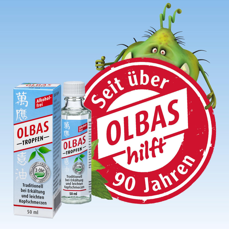 Olbas drops - 1x 50 ml - for ingestion and inhalation for colds - for external use for mild headaches - traditional - alcohol-free - NewNest Australia