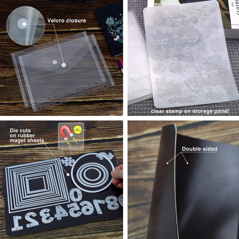 Enjoy Myself Stamp and Die Cut Storage Pockets with Magnetic Sheets Clear Resealable Storage Plastic Seal Bags for Cutting Dies Stencil Embossing Folder Organizer - NewNest Australia