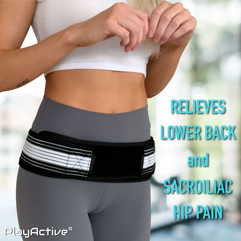 PlayActive Sacroiliac SI Joint Hip Belt - Lower Back Support Brace for Men and Women - Hip Braces for Hip Pain - Pelvic Support Belt - Trochanter Belt - Sciatica Pelvis Lumbar Pain Relief (Regular) REGULAR (Hip Size 30 - 47 inch) - NewNest Australia