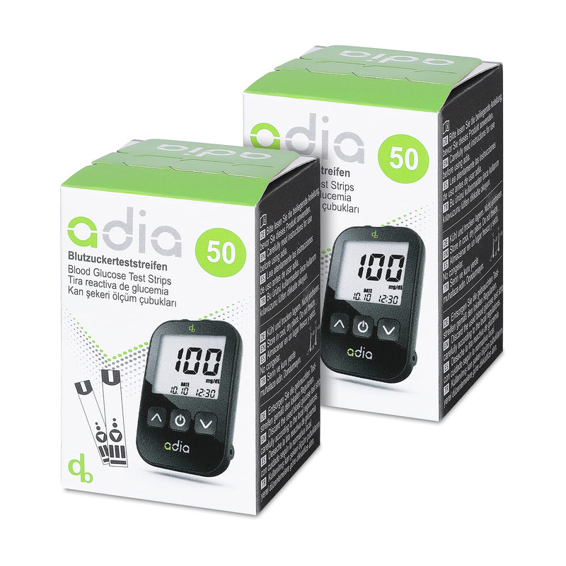 Adia Diabetes Starter Kit Includes Blood Glucose Monitor (Mg/Dl) With 110 Blood Glucose Test Strips, Lancing Aid And Lancets - Easy Self Control For Diabetes - NewNest Australia