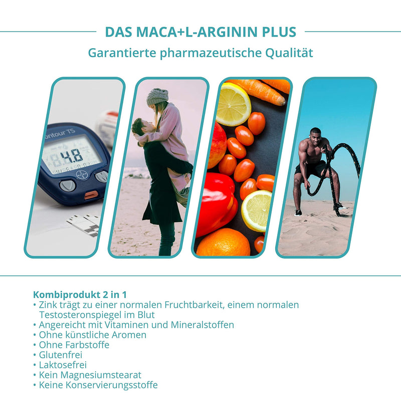 Exvital Maca Capsules 4000 Mg + L-Arginine 1800 Mg + Vitamins + Zinc, High Dosage, 2 Month Pack Of 240 Capsules In German Premium Quality, Money Back Guarantee, 1 Pack (1 X 206.4 G) - NewNest Australia