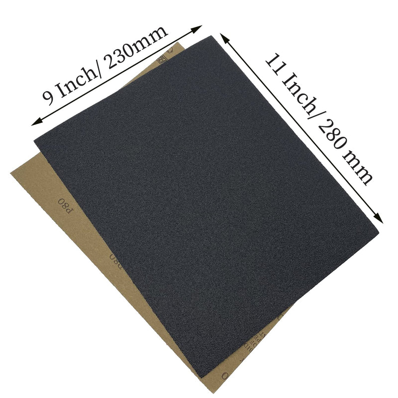 Wet Dry Sandpaper, 9 x 11 Inch Assorted Grit Sanding Sheets (80/120/180/240/320), 25PCS Premium Silicon Carbide Sand Paper for Wood Metal Ceramic or Auto Polishing and Scratches Removing Grit(80/120/180/240/320) - NewNest Australia