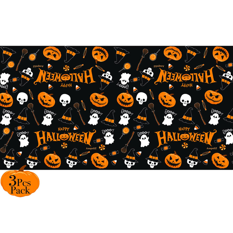 Halloween Plastic Tablecloth | 3 Pcs Pack (54” Inch Wide x 102” Inch Long) | Halloween Rectangular Table Cover | Pumpkin, Witches Table Decoration | Halloween Party Decorations Tablecover |by Anapoliz - NewNest Australia