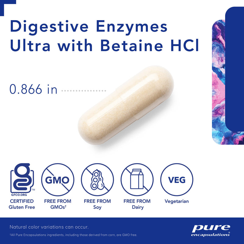 Pure Encapsulations Digestive Enzymes Ultra with Betaine HCl | Vegetarian Digestive Enzymes to Support Protein, Carbohydrate, Fat, Fiber, and Dairy Digestion* | 90 Capsules 90 Count (Pack of 1) - NewNest Australia