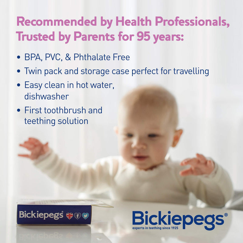 Bickiepegs 2 Gum Massaging Finger Toothbrushes- Finger Toothbrush & Gum Massager - Soft Bristle Baby Toothbrush for Brushing and Teething - First Toothbrush for Babies and Toddlers (Single Pack) - NewNest Australia