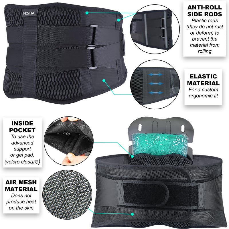 mezzuno Back Brace Men Women with Improved Support Removable and Thermotherapy Pad - Lumbar Support Belt for Lifting Heavy Loads - Back Strap Back Pain (XL) - NewNest Australia