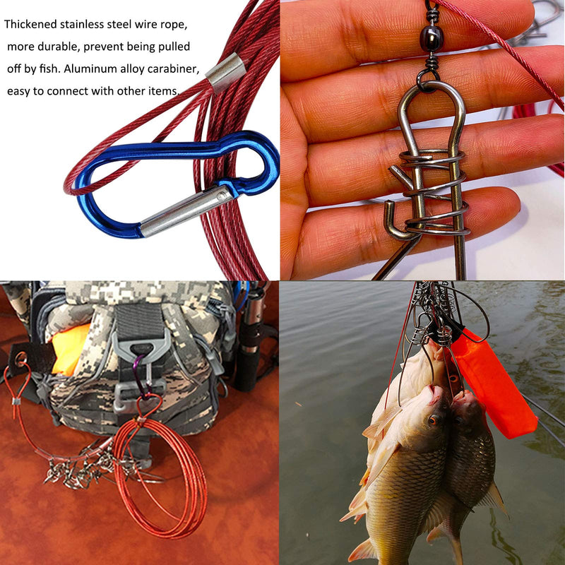 LAIBOREC Fish Stringer, Fishing Stringer Clip Live Fish Lock, with High Strength Snaps/Buckles, Big Fish Wire Rope Cable Fishing Holder Kit with Float and Plastic Handle 10 buckles - NewNest Australia