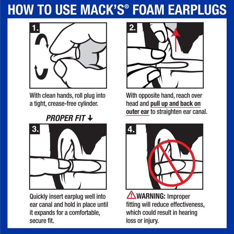 Mack's Ultra Soft Foam Earplugs, 50 Pair - 33dB Highest NRR, Comfortable Ear Plugs for Sleeping, Snoring, Travel, Concerts, Studying, Loud Noise, Work 50 Pair (Pack of 1) - NewNest Australia