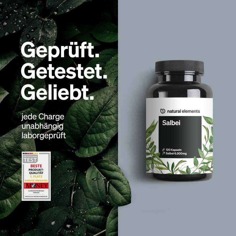 Sage - 120 capsules - 6000mg sage per daily dose - sage extract 10:1 - vegan, high dosage, without unnecessary additives - produced in Germany & laboratory tested - NewNest Australia