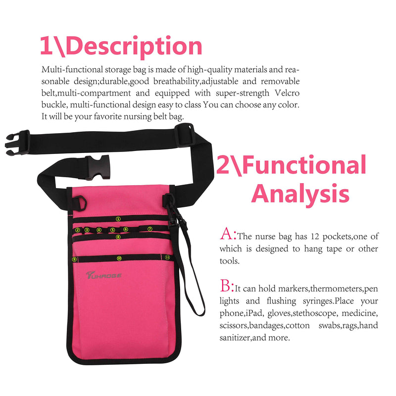 Nurse Storage Bag Practical Waist Bag Nurse Pocket Bag belt organizer pouch. (RoseRed) RoseRed - NewNest Australia