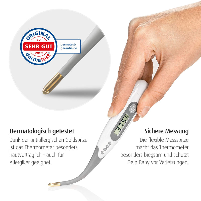reer ExpressTemp digital clinical thermometer, measuring time 10 seconds, gold-plated flexible tip, for baby and child single - NewNest Australia