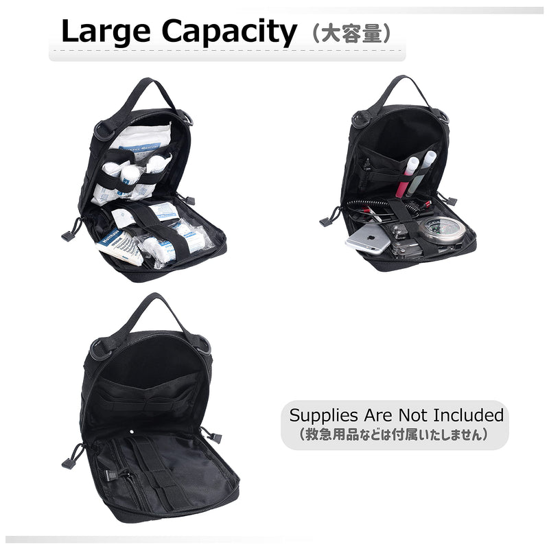 Azarxis First Aid Pouch Medical Molle EDC Admin Pouch Tactical Utility Bag IFAK Emergency Survival Gear for Hiking, Camping, Trekking, Climbing, Outdoor Activities #3 Black (17 X 7 X 24 Cm) - NewNest Australia