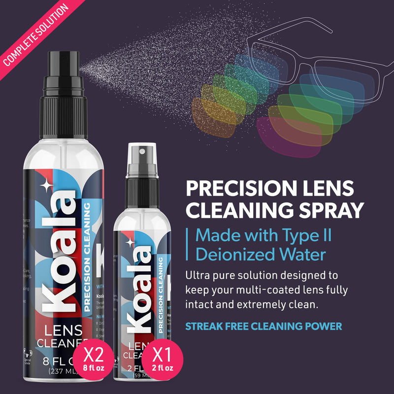 Koala Eyeglass Lens Cleaner Spray Kit | American Made | 18 Ounces + 3 Koala Cloths | Streak and Alcohol Free | Carefully Engineered Glasses Cleaner | Safe for All Lenses - NewNest Australia