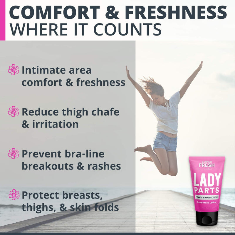 Super Fresh Lady Parts Deodorant For Women - Lotion-to Powder Protection - Aluminum Free, Talc Free, Feminine Deodorant With Aloe For Breast & Private Parts, Crotch & Inner Thigh, Monkey Butt & Chafing - Absorb Mild Sweat, Prevent Odor & Chafe - Made i... - NewNest Australia