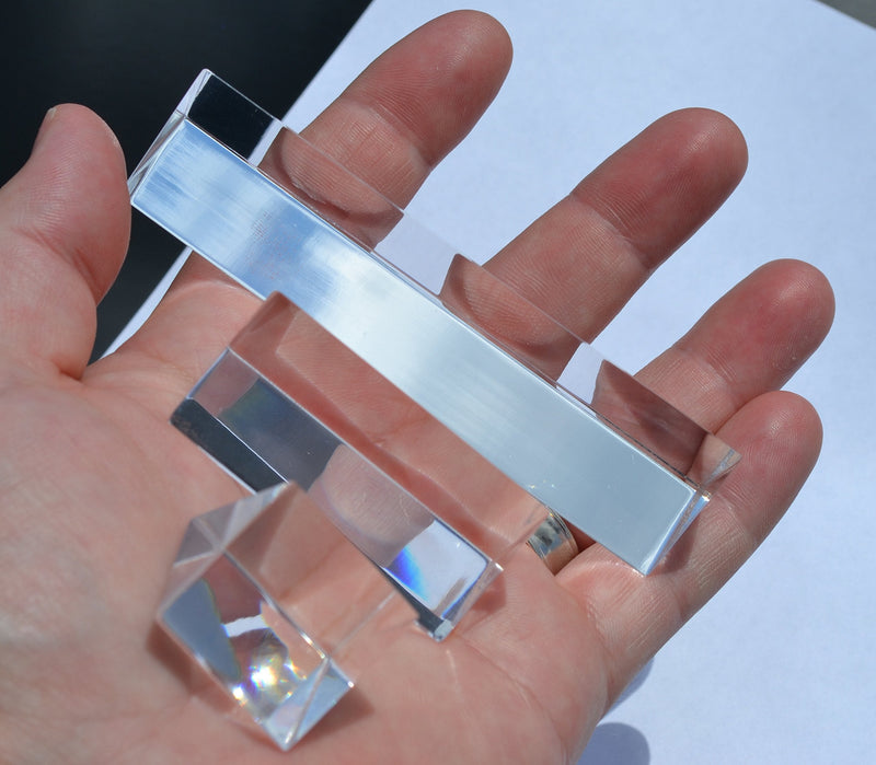 Eisco Labs Equilateral Acrylic Prisms With 1 inch Sides, Set of 3 Prisms - 1 Inch, 2 Inch, and 4 Inch Lengths - NewNest Australia