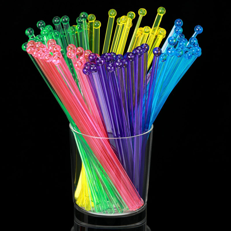 100 Pieces Disposible Plastic Round Top Crystal Swizzle Sticks (Multi Color) - NewNest Australia