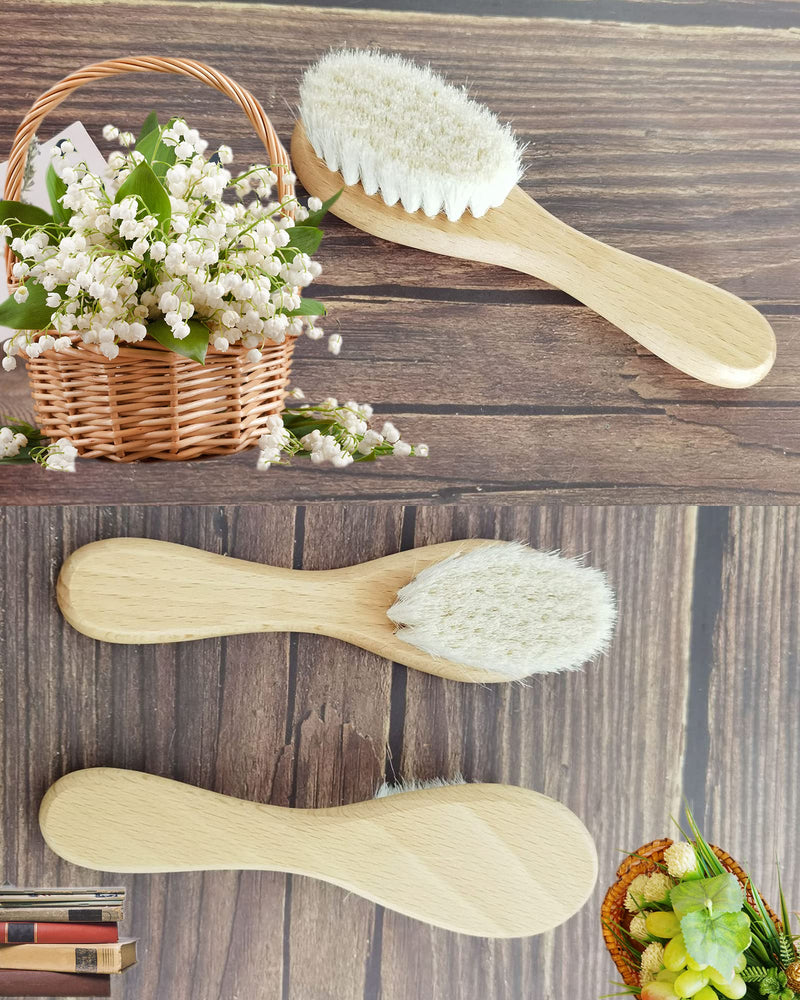 Molylove Baby Hair Brush with Wooden Handle and Super Soft Goat Bristles for Newborns & Toddlers - NewNest Australia