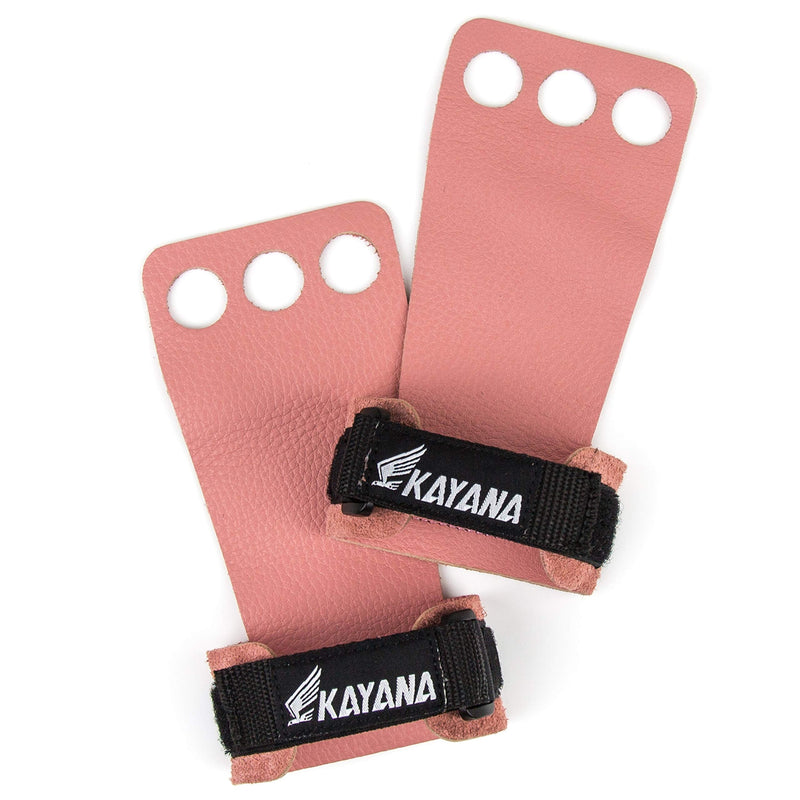 KAYANA 3 Hole Leather Gymnastics Hand Grips - Palm Protection and Wrist Support for Cross Training, Kettlebells, Pull ups, Weightlifting, Chin ups, Workout, & Exercise Youth Pink Small - NewNest Australia