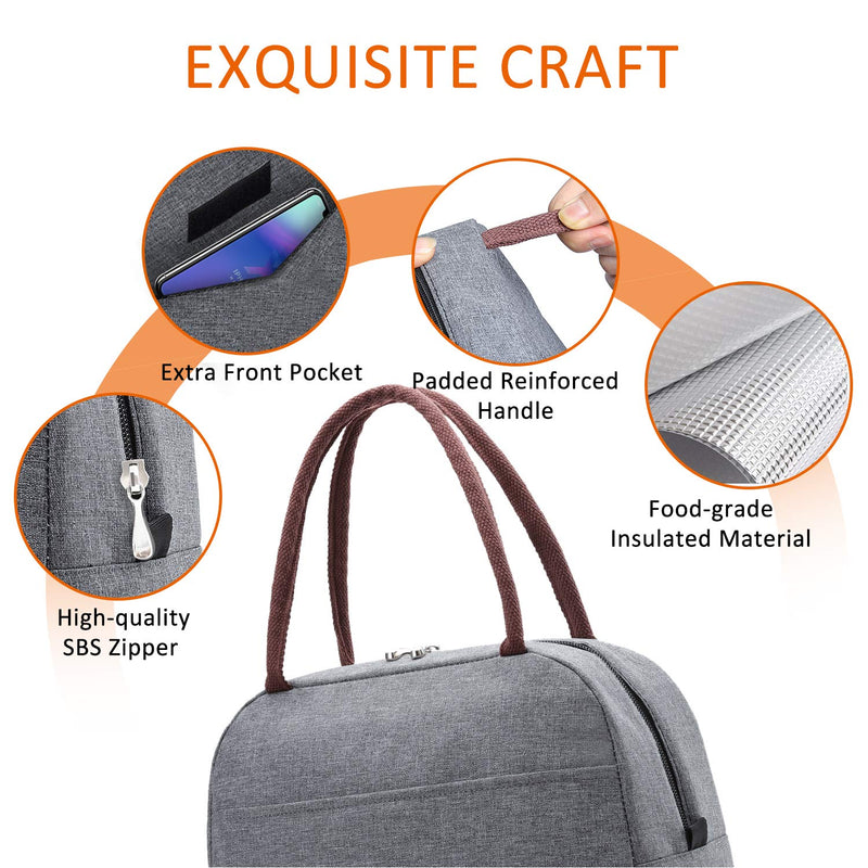 NewNest Australia - Moyad Lunch Bags for Women Lunch Box for Men Insulated Lunch Bag Cooler Tote Bag Thermal Food Container Meal Prep for Office Work Business 10L Gray Gifts for Coworkers 