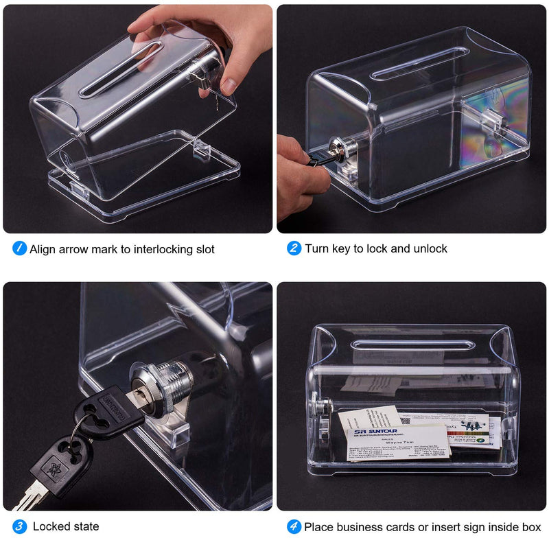 Polmart Clear Suggestion/Business Card/Drawing Box with Lock 1 Box - NewNest Australia