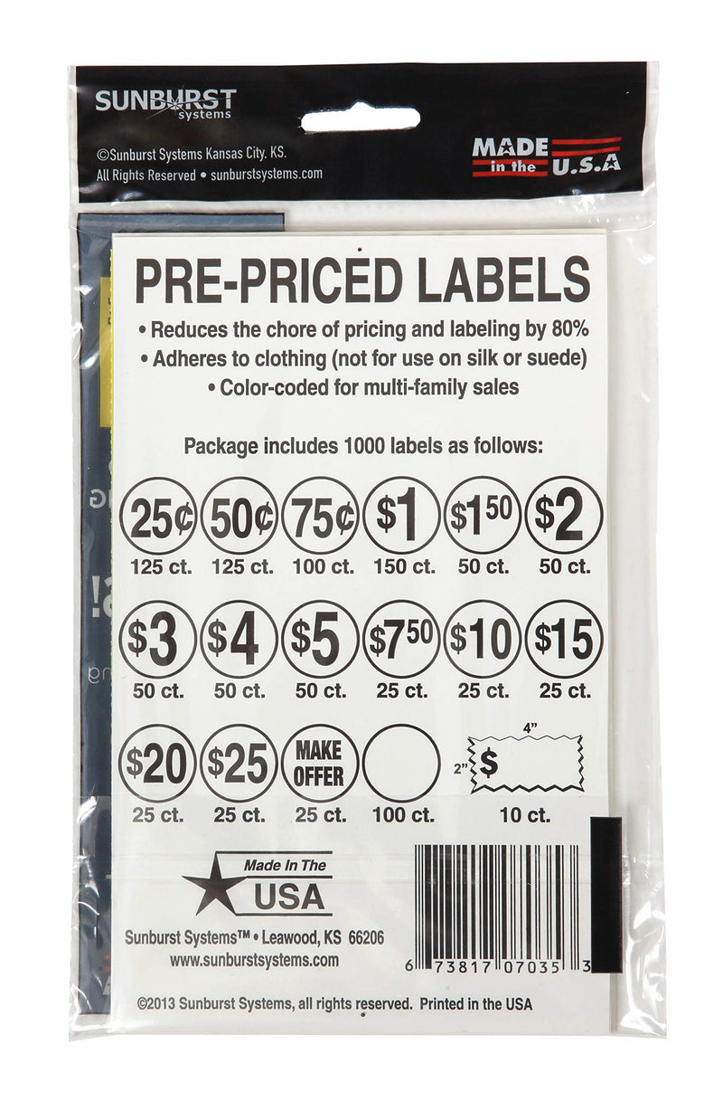 Sunburst Systems 7035 Priced Garage Sale Stickers, 1,000 Count Pre-Printed Labels, Pink - NewNest Australia