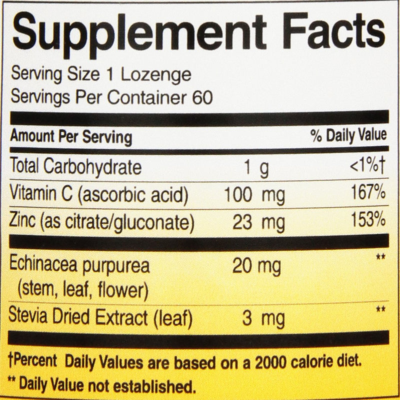 Nature's Way Zinc Lozenge with Echinacea & Vitamin C Wild Berry Flavor, 60 Lozenges 60 Count (Pack of 1) - NewNest Australia