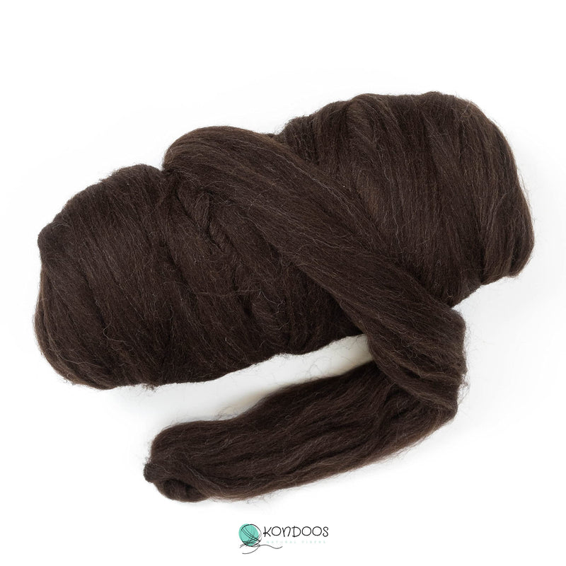 Kondoos Natural Wool Bulk roving, 1 lb. Best Wool for Spinning, arm Knitting, Felting, Chunky Blankets and Tapestry. Natural Colors, un-Dyed. (Dark Chocolate, 1 lb) Dark Chocolate - NewNest Australia