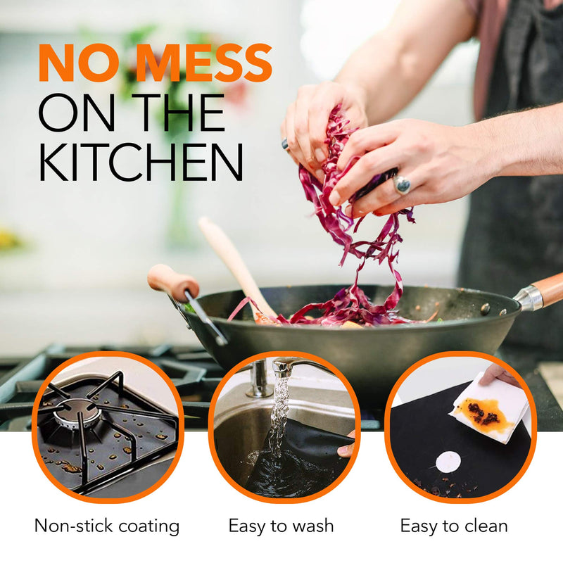 10 pack, gas stove protector, stove burner liners, stovetop range protectors, set top burner covers black, size 10.6” x 10.6” non stick reusable cover easy to clean, double thickness - NewNest Australia