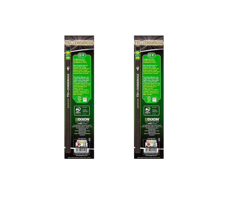 Dixon Tri-Conderoga Triangular #2 Pencils, Wood-Cased, Black, 2 Packs of Pack of 12 (22500) (Bundle) - NewNest Australia