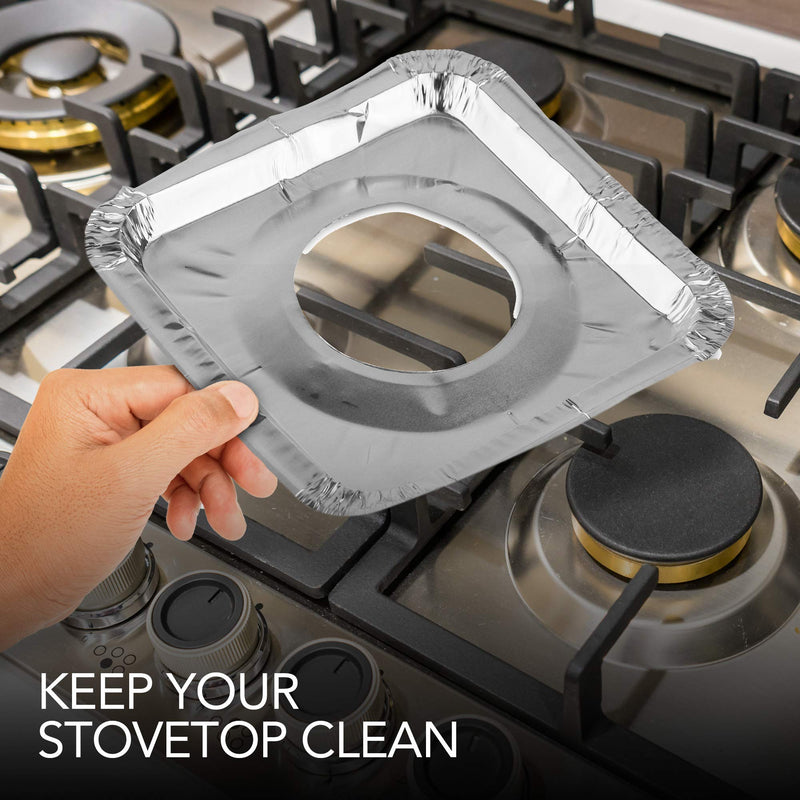 Gas Burner Liners (50 Pack) Disposable Aluminum Foil Square Stove Burner Covers - 8.5 Inch Gas Range Protector Bibs Keep Stove Clean - Foil Liners to Catch Oil, Grease and Food Spills - NewNest Australia