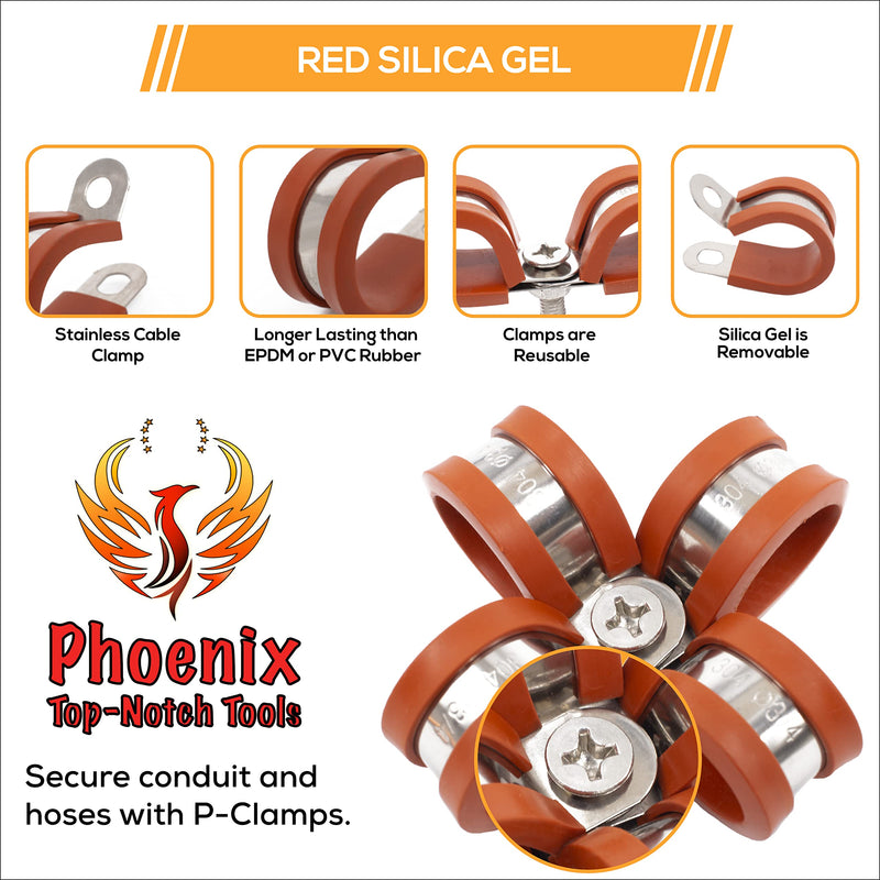 Phoenix Top-Notch Tools 25 Pack 1/4" (6mm) 304 Stainless Steel Red Silica Gel Rubber Insulated Cushion Cable Clamps, Fuel Line Clamp and Pipe Clamp - NewNest Australia