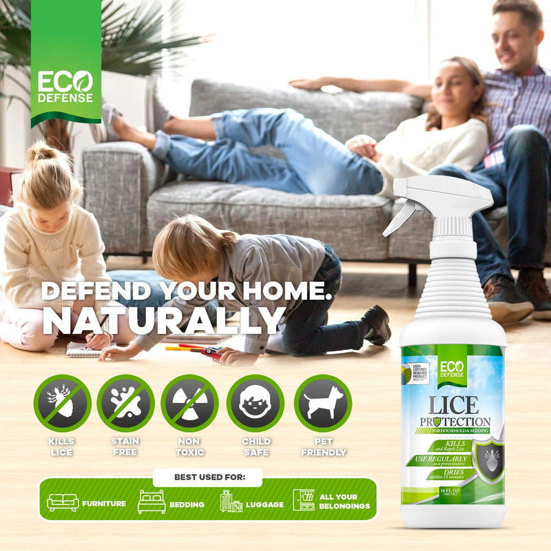 Eco Defense USDA Biobased Lice Spray for Furniture, Bedding, and Home - Natural Extra Strength Treatment Kills Head Lice, Eggs and Super Lice - Family Friendly Lice Killer - Keeps Home Free of Lice - NewNest Australia