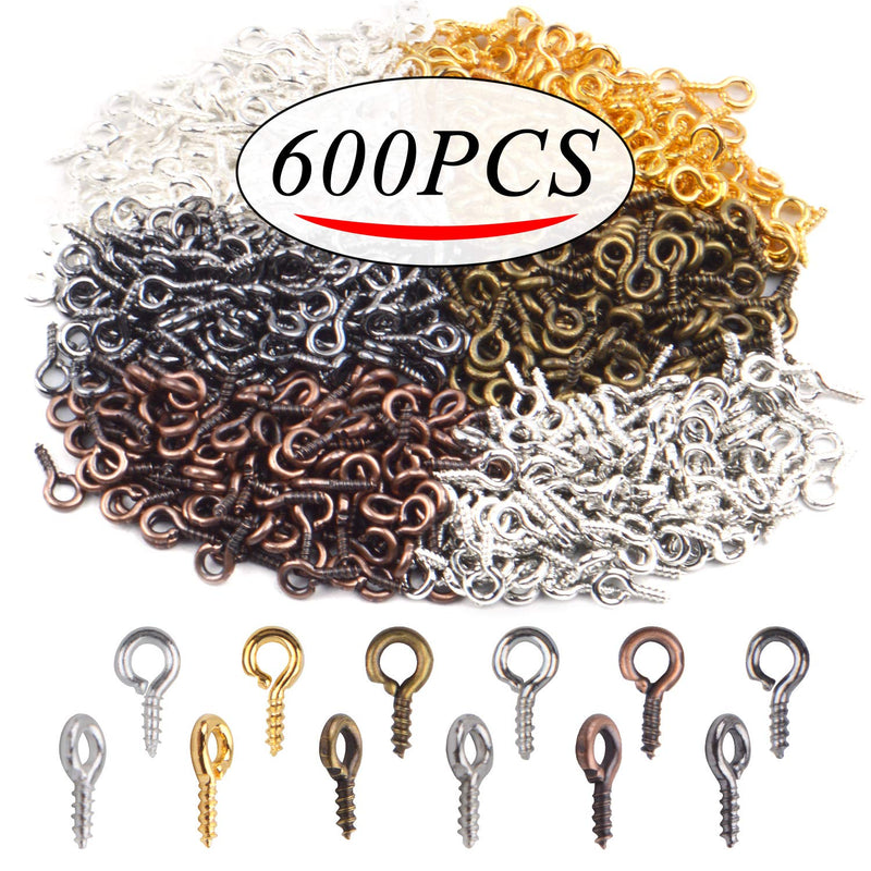 Screw Eye Pins, 600pcs Mini Eye Pins Hooks Eyelet Screw Threaded for Jewelry Making, 6 Colors - NewNest Australia