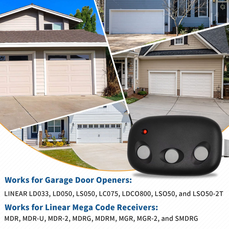 MCT-3 DNT00089 Linear Megacode Garage Door Remote Opener, Replace MCT-11 DNT00090, ACT-31B ACP0087, Three Button Remote Control Work for Linear LC075, LDO33, LDO50, LDCO800 and LSO50, 318MHZ 1 - NewNest Australia