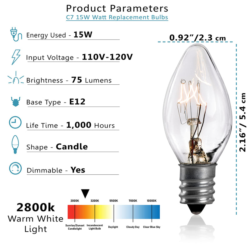 Salt Rock Lamp Bulb 10 Pack + 2 Free 15 Watt Replacement Bulbs for Himalayan Salt Lamps & Baskets, Chandeliers, Scentsy & Wax Warmers, Night Lights. Incandescent E12 Socket with Candelabra Base, C7 - NewNest Australia